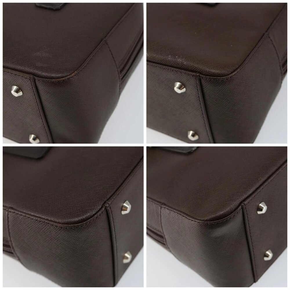 BURBERRY Hand Bag Leather Brown Silver Auth - Picture 16 of 16